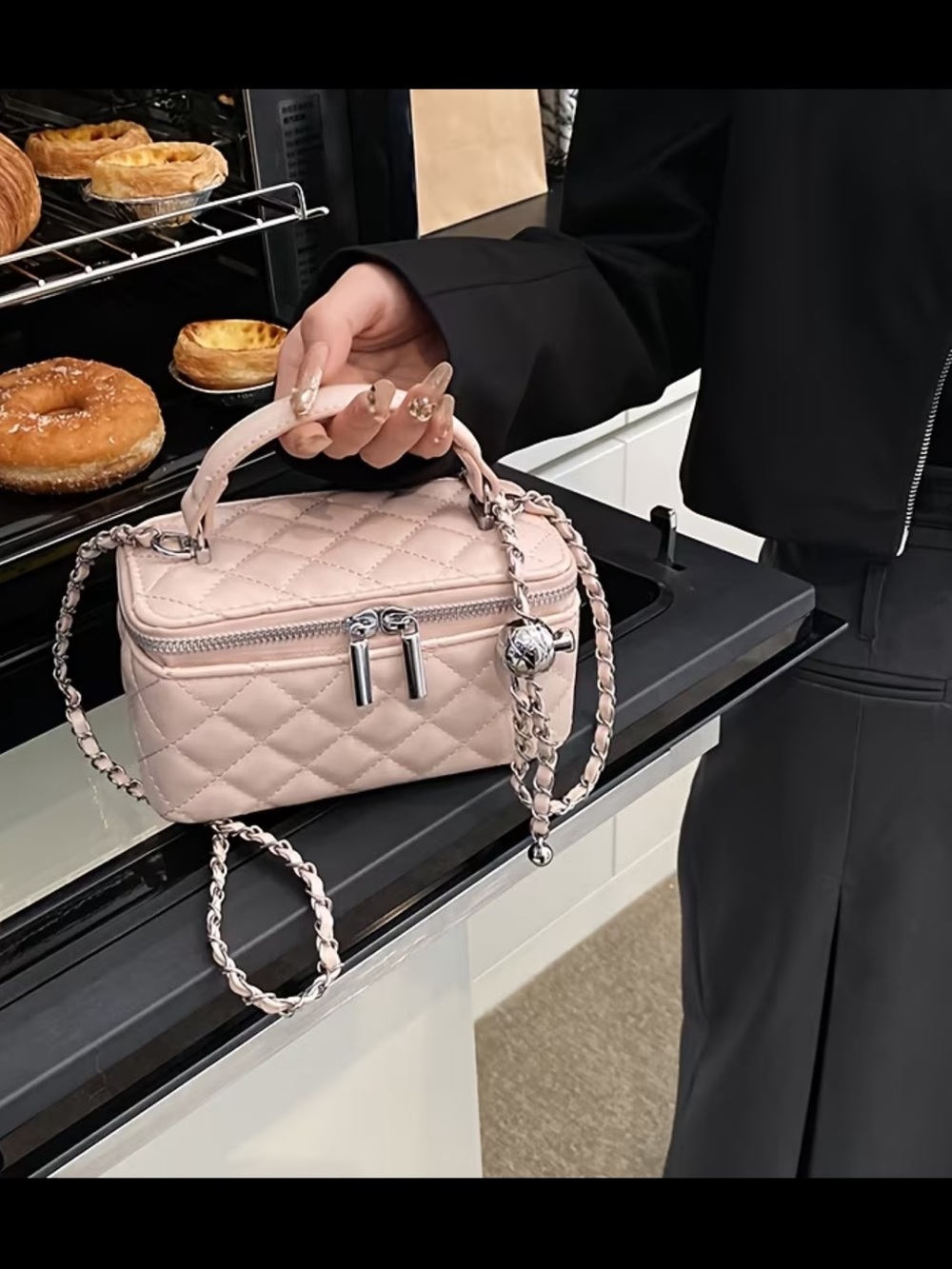 Affordable Fashion Finds Quilted Mini Top-Handle Bag in Pale Blush